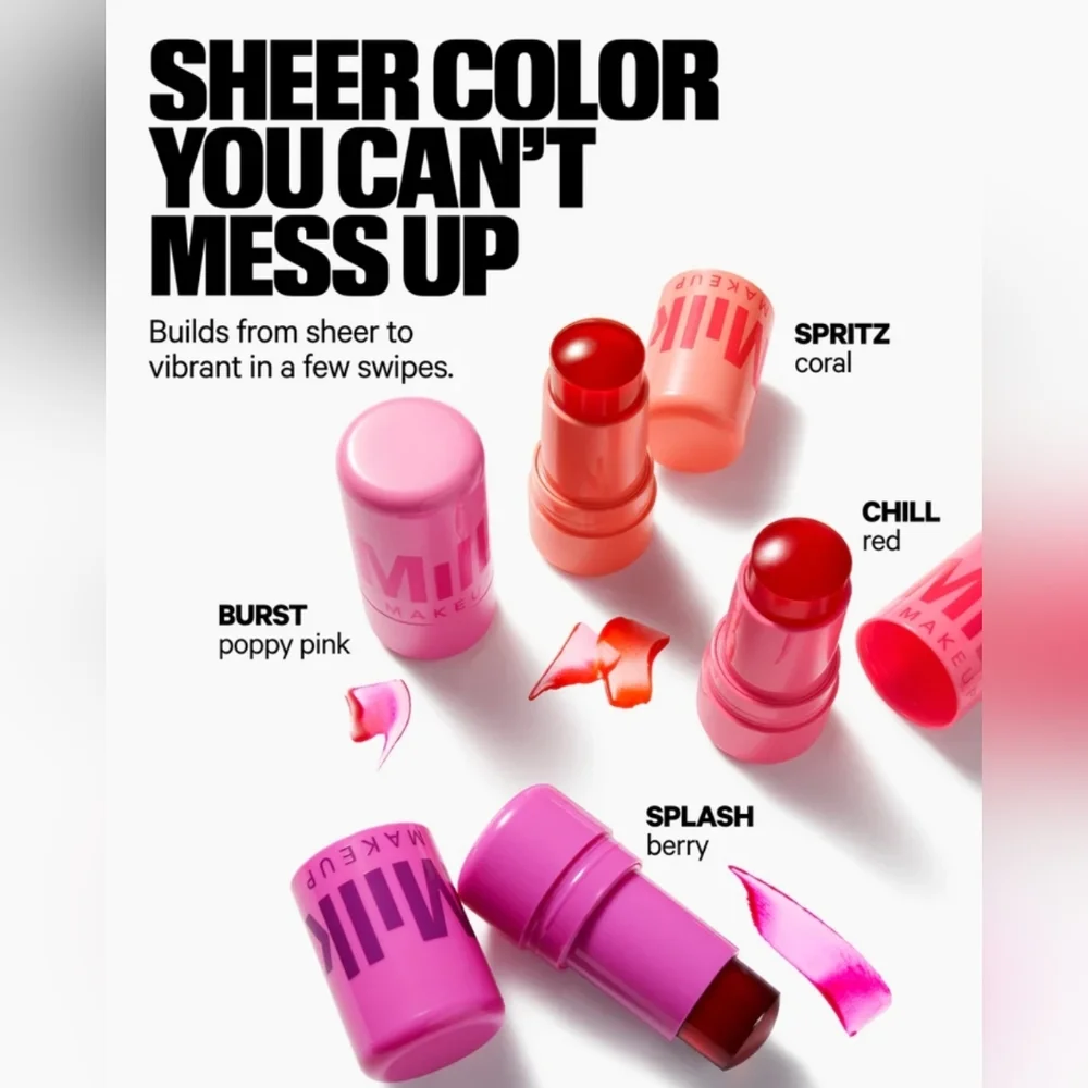 Burst Milk Makeup Cooling Water Jelly Tint Poppy Pink Blush + Lip Stain BNIB